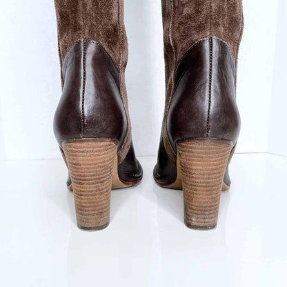 frye villager pull-on heeled knee high leather boots - size 8.5