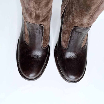 frye villager pull-on heeled knee high leather boots - size 8.5