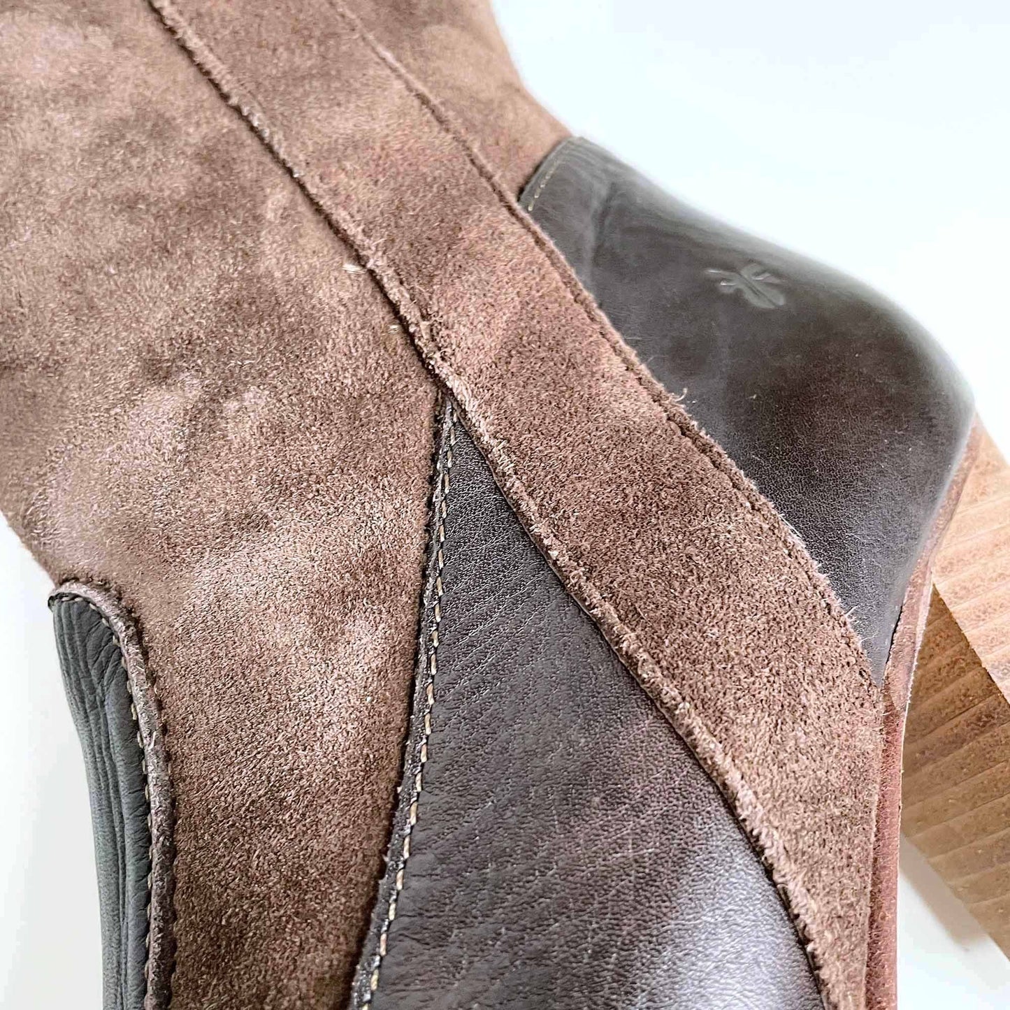 frye villager pull-on heeled knee high leather boots - size 8.5