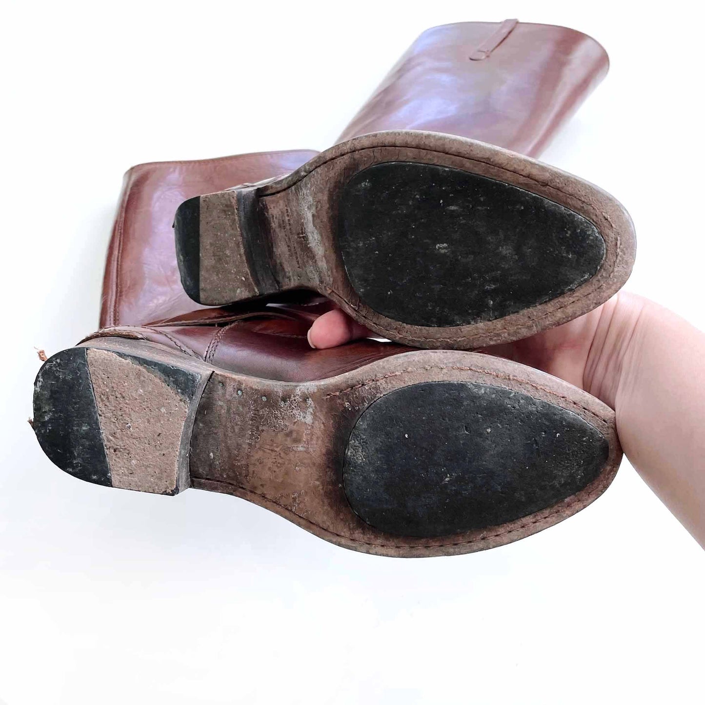 frye lindsay plate burnt red leather riding boot - size 6