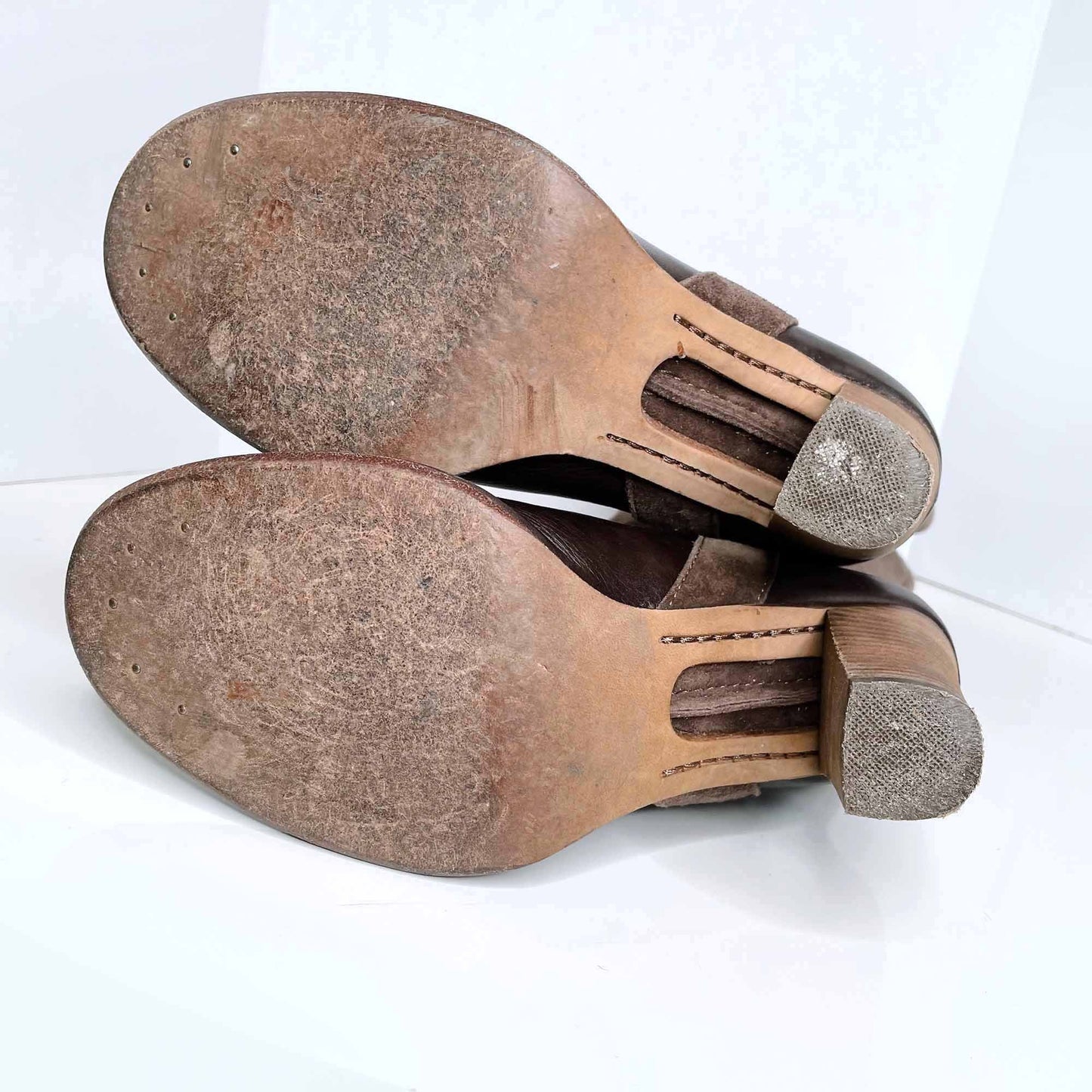 frye villager pull-on heeled knee high leather boots - size 8.5