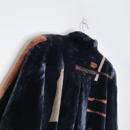 vintage black shaved mink bomber jacket - size large