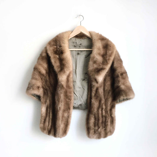 Vintage 50's mink fur wedding cape - OS