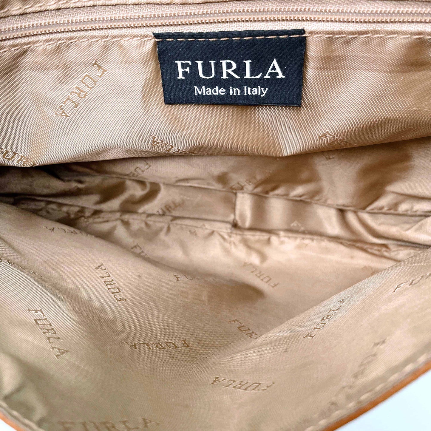 furla tan leather crossbody messenger bag