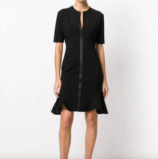 givenchy ss18 black short sleeve peplum hem black bodycon dress - size 38
