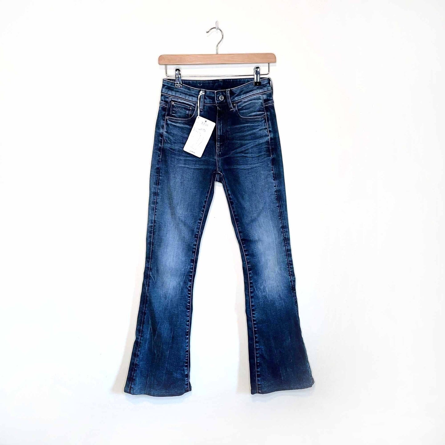 nwt g star raw 3301 high rise flare jeans - size 27