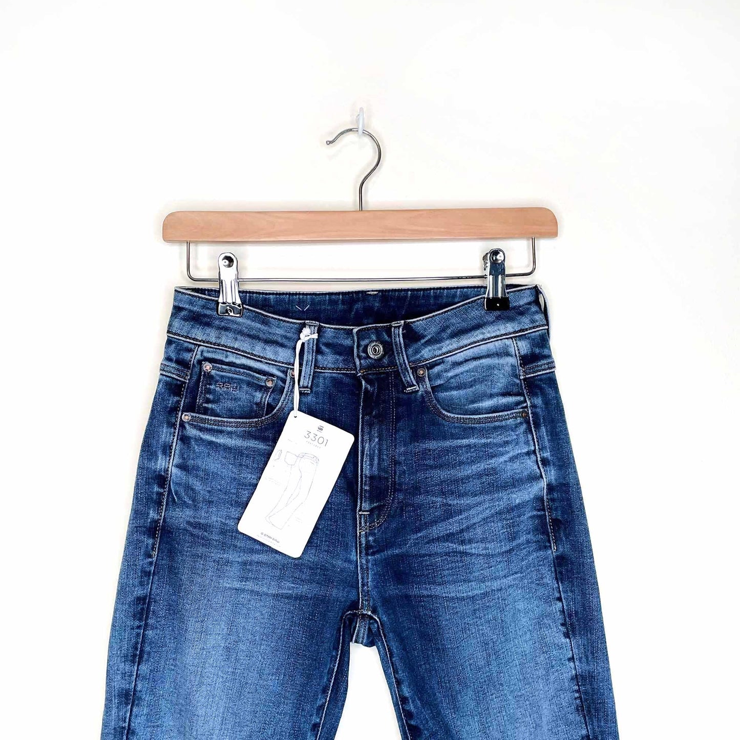 nwt g star raw 3301 high rise flare jeans - size 27