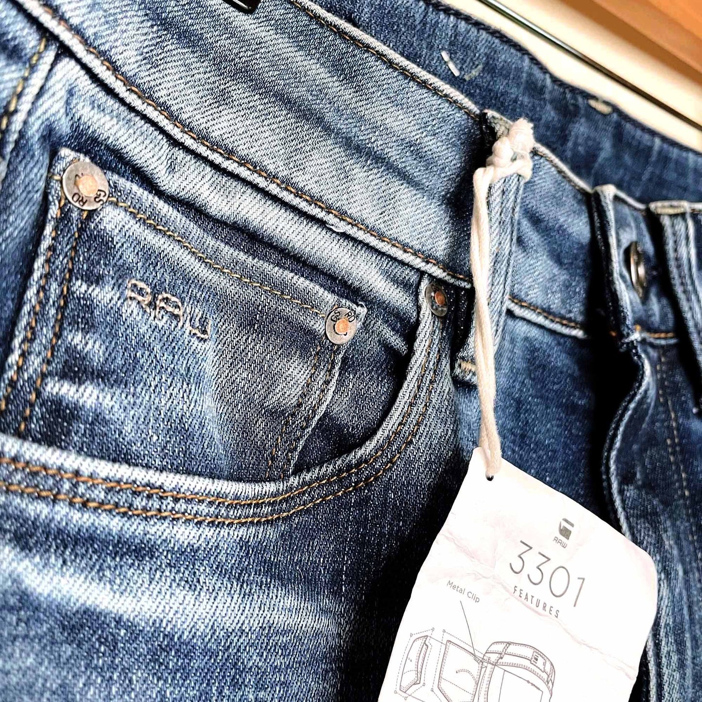 nwt g star raw 3301 high rise flare jeans - size 27