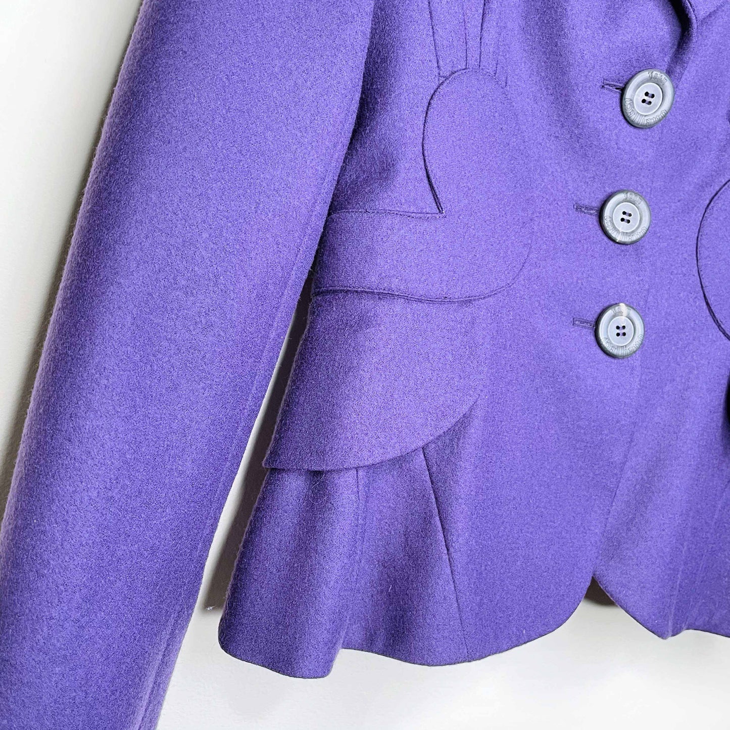 john galliano 00's purple wool skirt suit - size 6