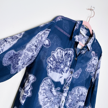 ganni blue floral programme sienna georgette blouse - size medium