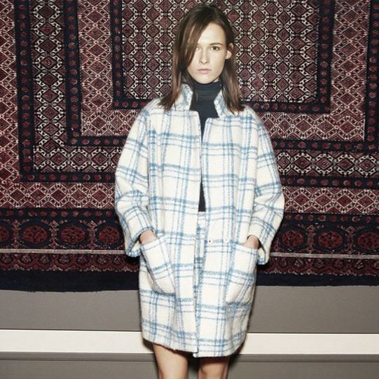Ganni Karelia checked oversized wool mohair coat - size xs