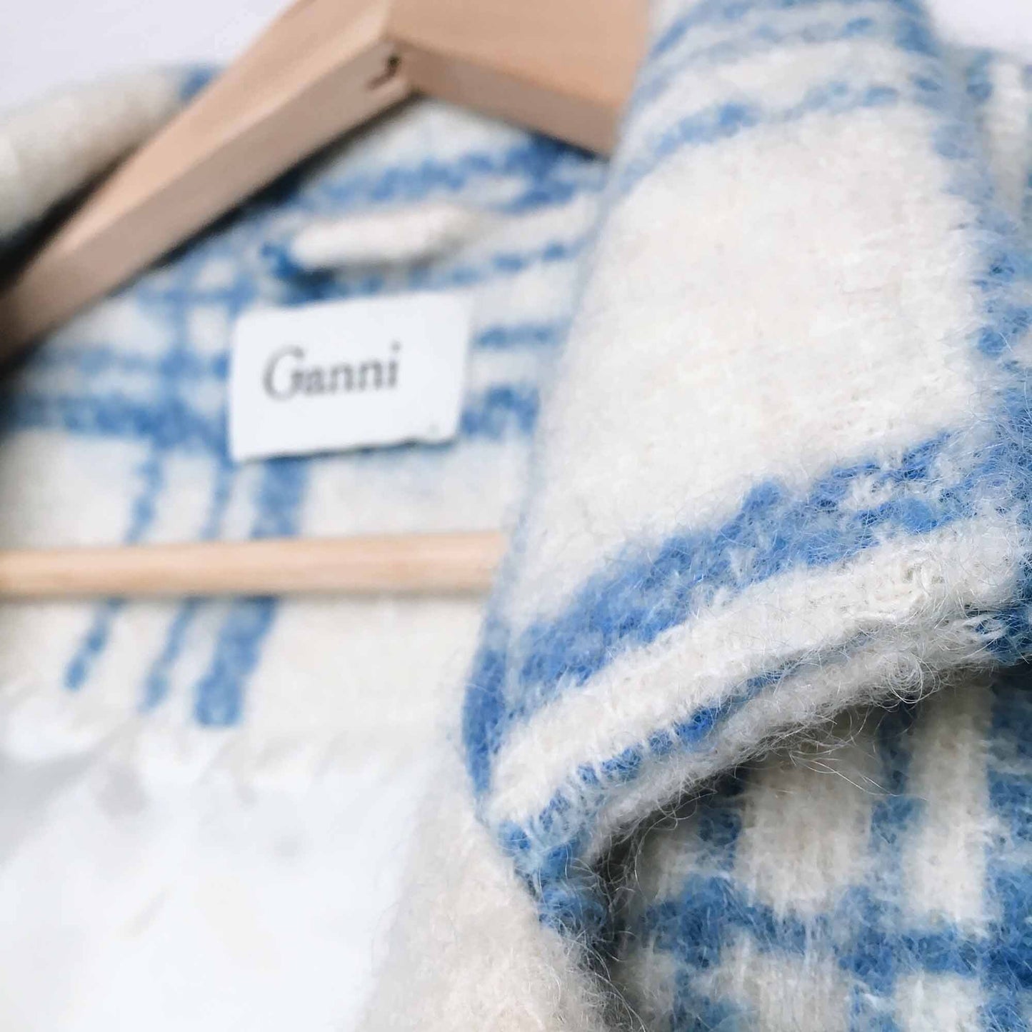 Ganni Karelia checked oversized wool mohair coat - size xs