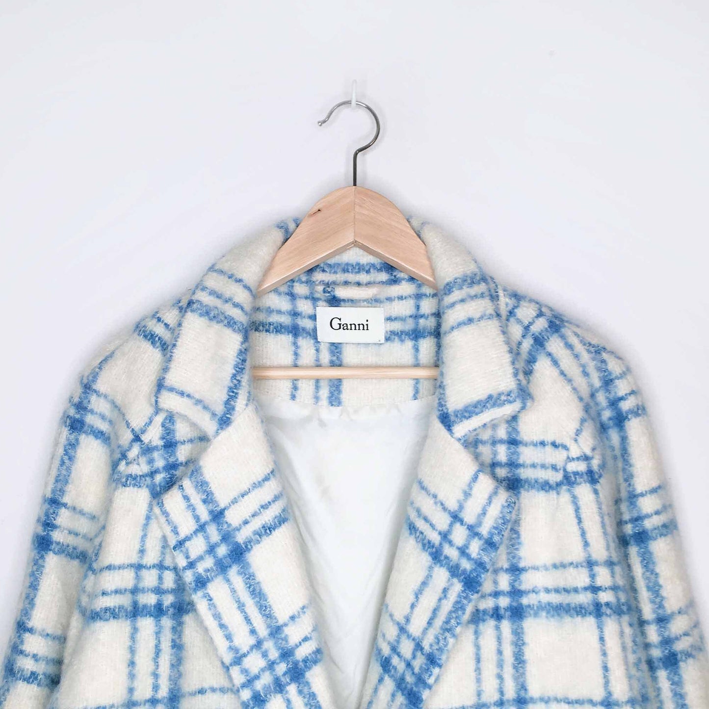 Ganni Karelia checked oversized wool mohair coat - size xs