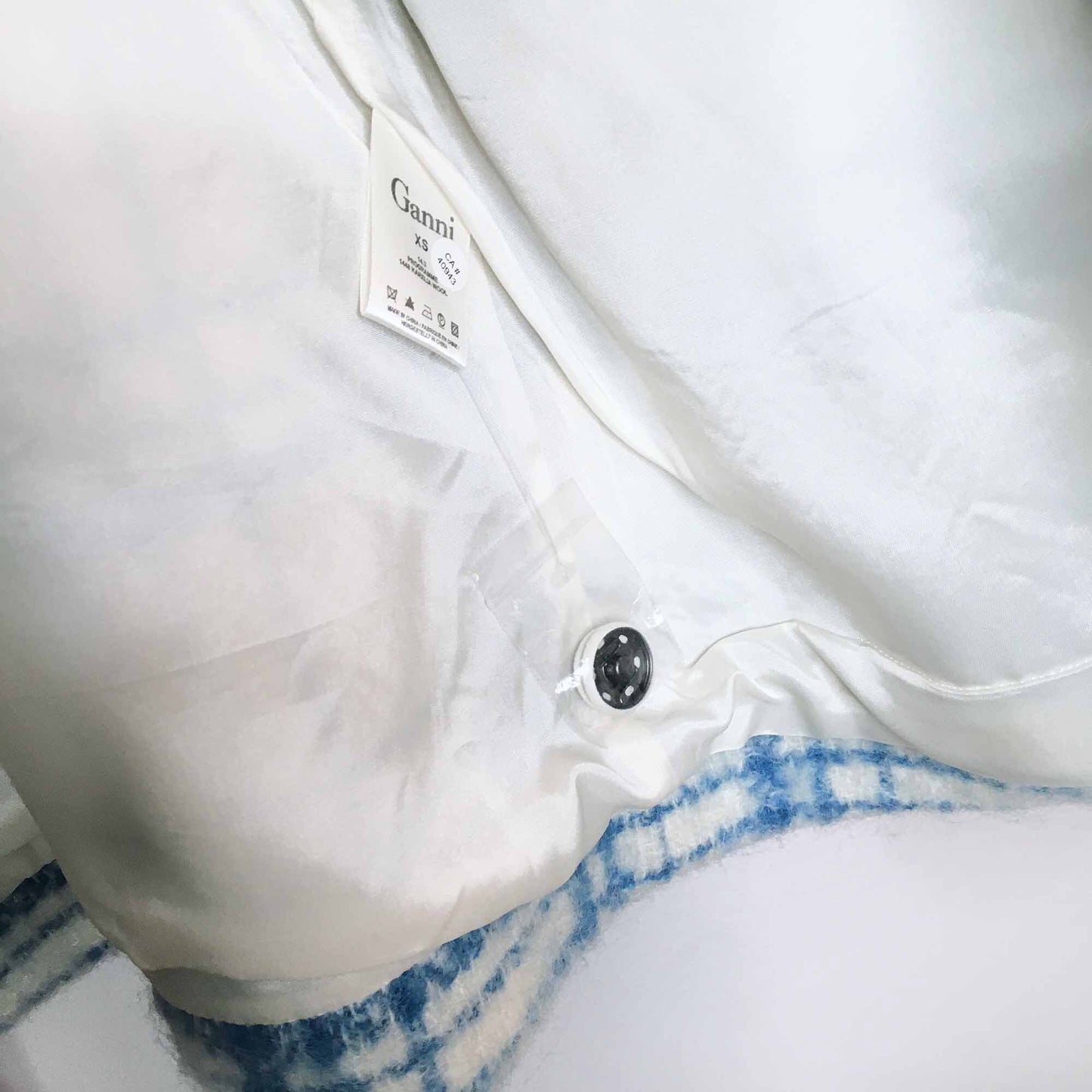 Ganni Karelia checked oversized wool mohair coat - size xs