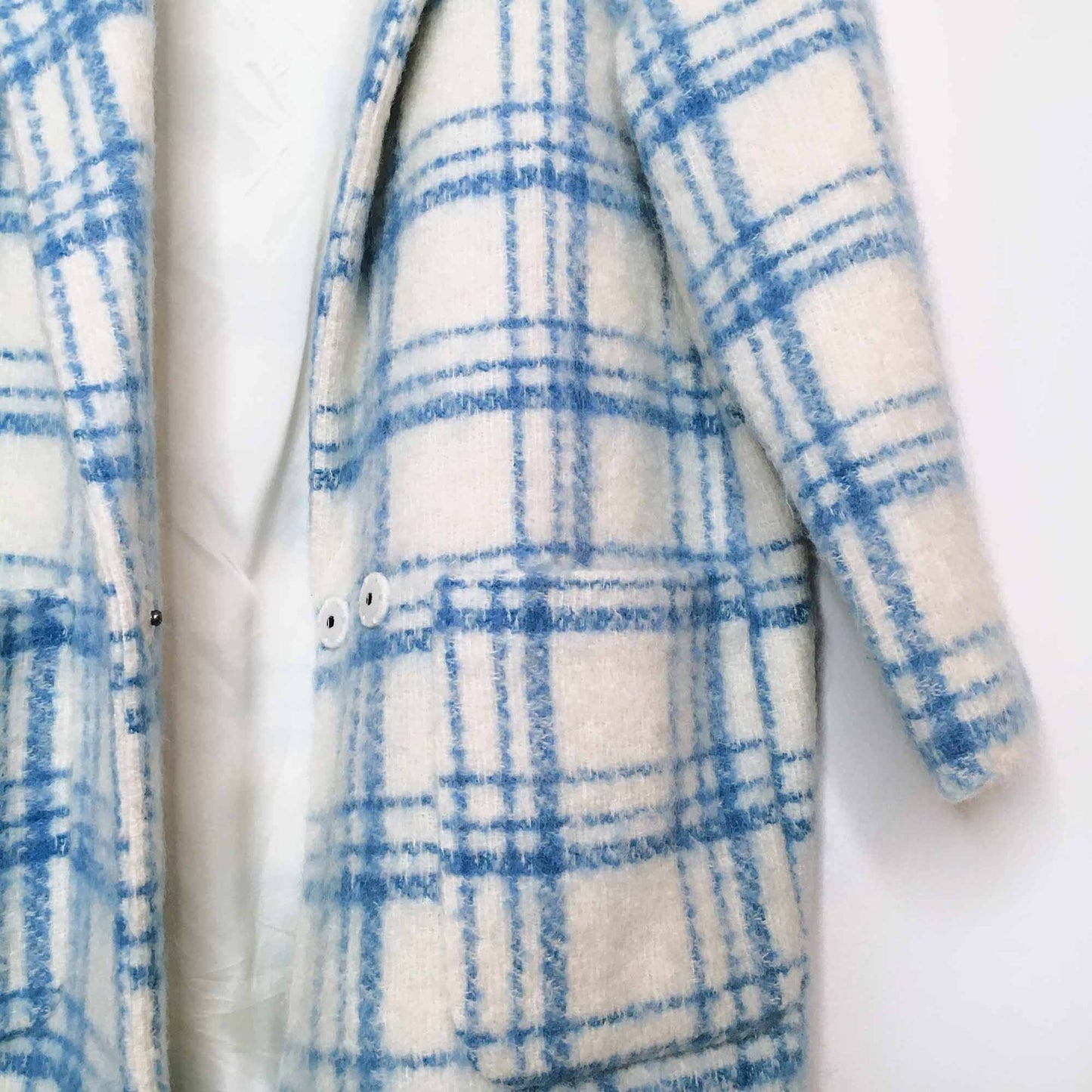 Ganni Karelia checked oversized wool mohair coat - size xs