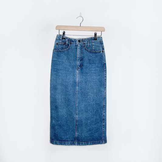 vintage 90s gap denim midi skirt - size 6