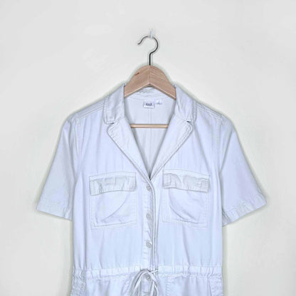 gap utility twill cropped jumpsuit in stone - size 0