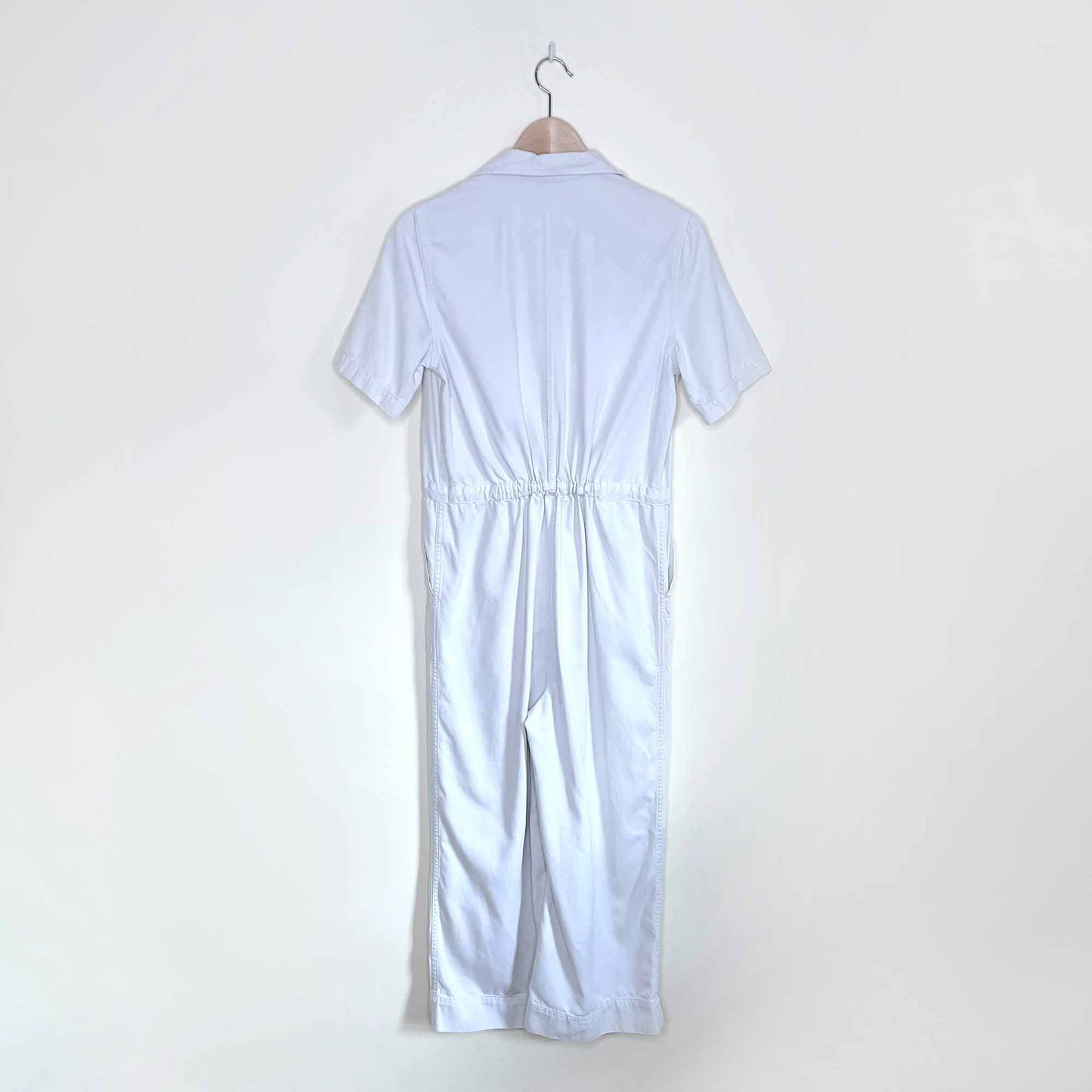 gap utility twill cropped jumpsuit in stone - size 0