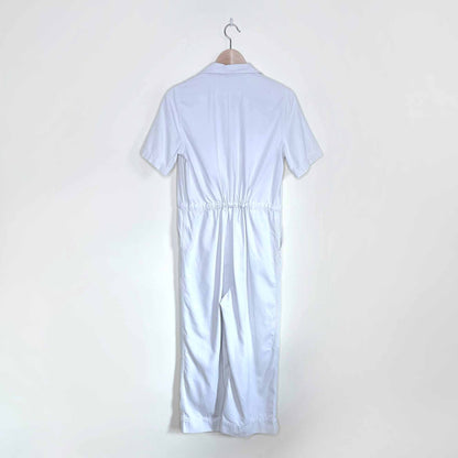 gap utility twill cropped jumpsuit in stone - size 0