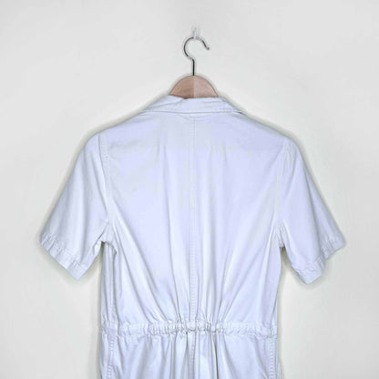 gap utility twill cropped jumpsuit in stone - size 0
