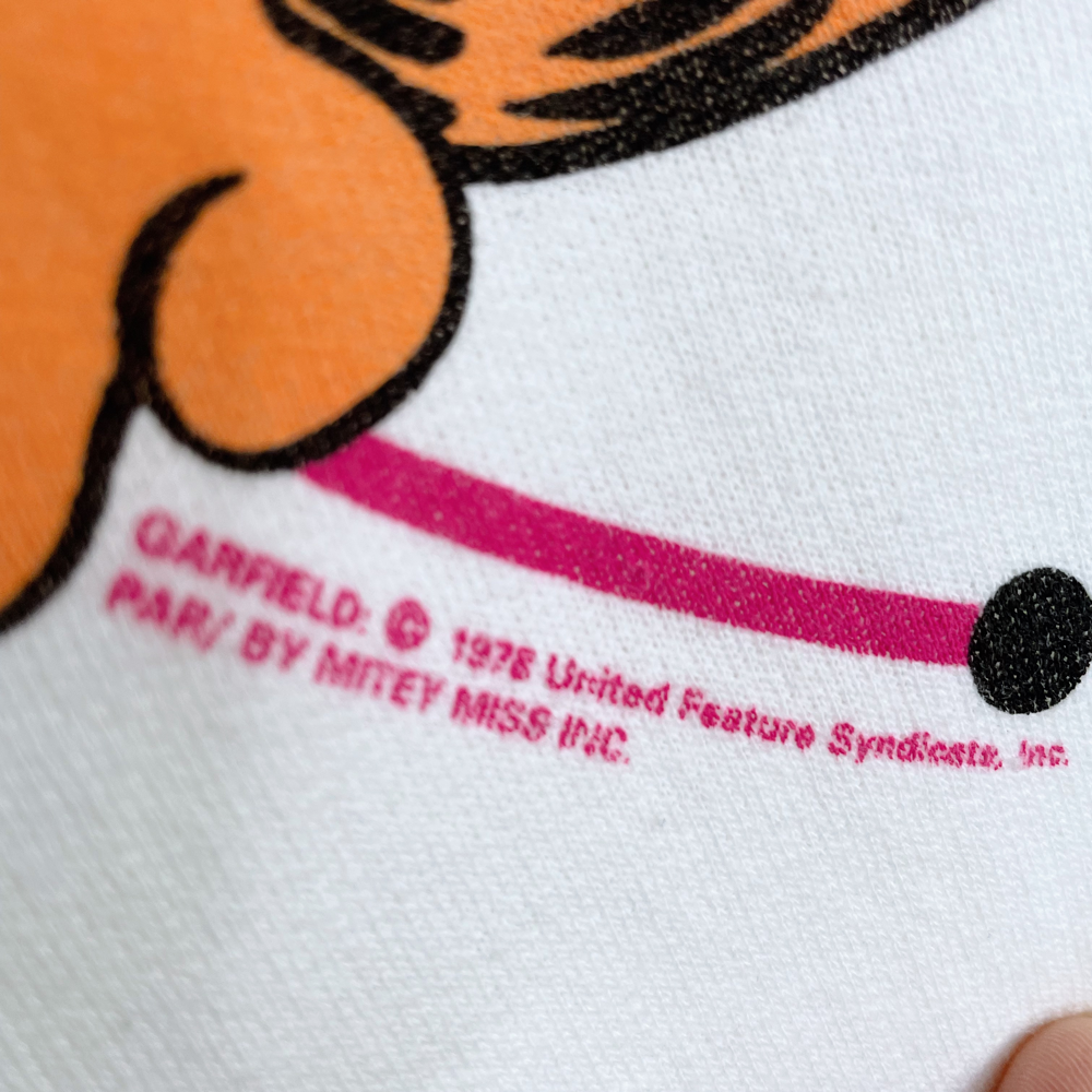 vintage 70's garfield aries astrology sign crewneck fleece sweater - size large