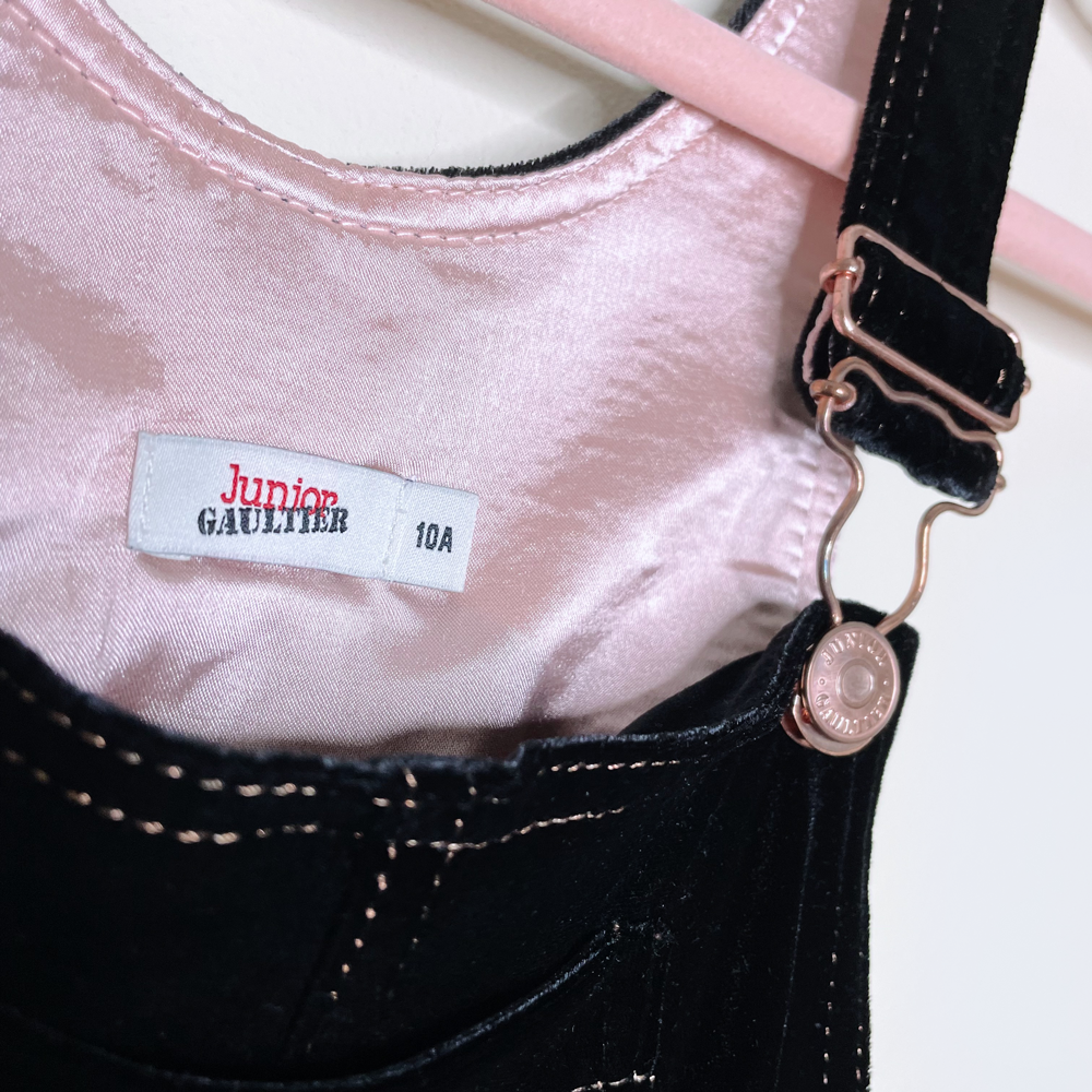 junior gaultier black velour overalls - size 10A