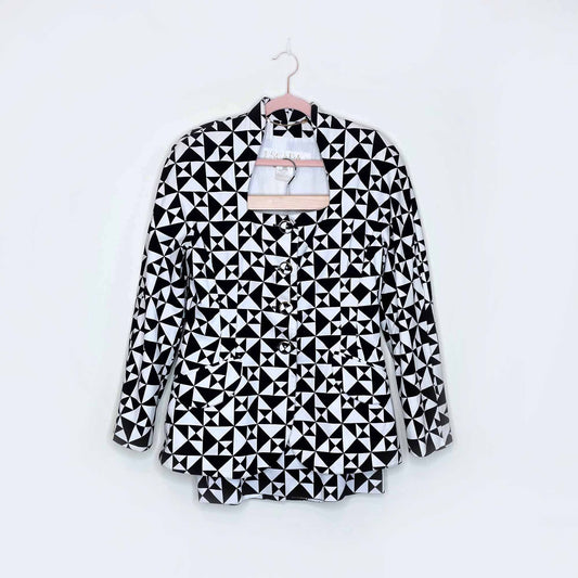 vintage escada geometric skirt suit set - size 40