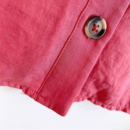 george rolled short sleeve v-neck coral button down - size medium