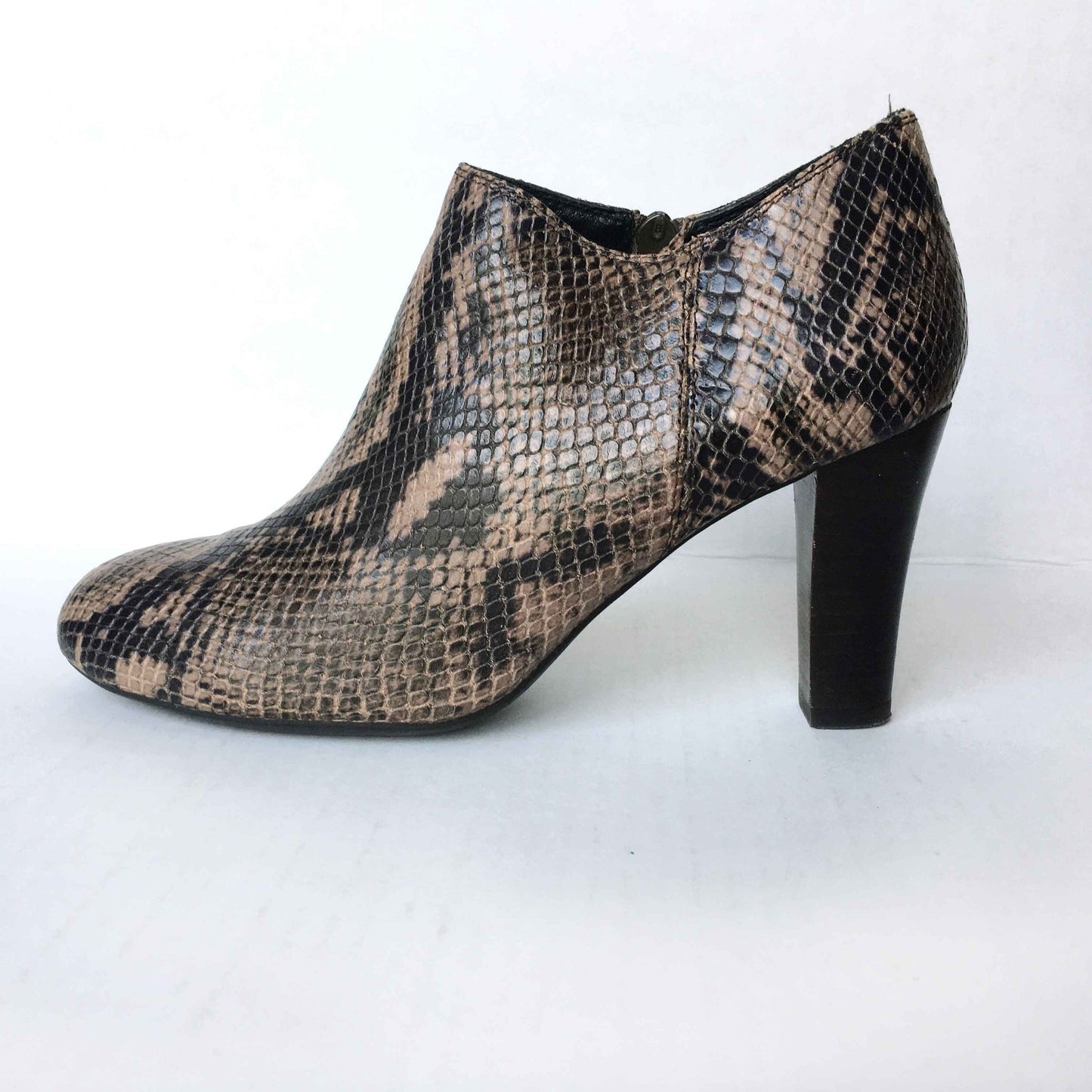 geox python printed leather ankle bootie - size 37.5