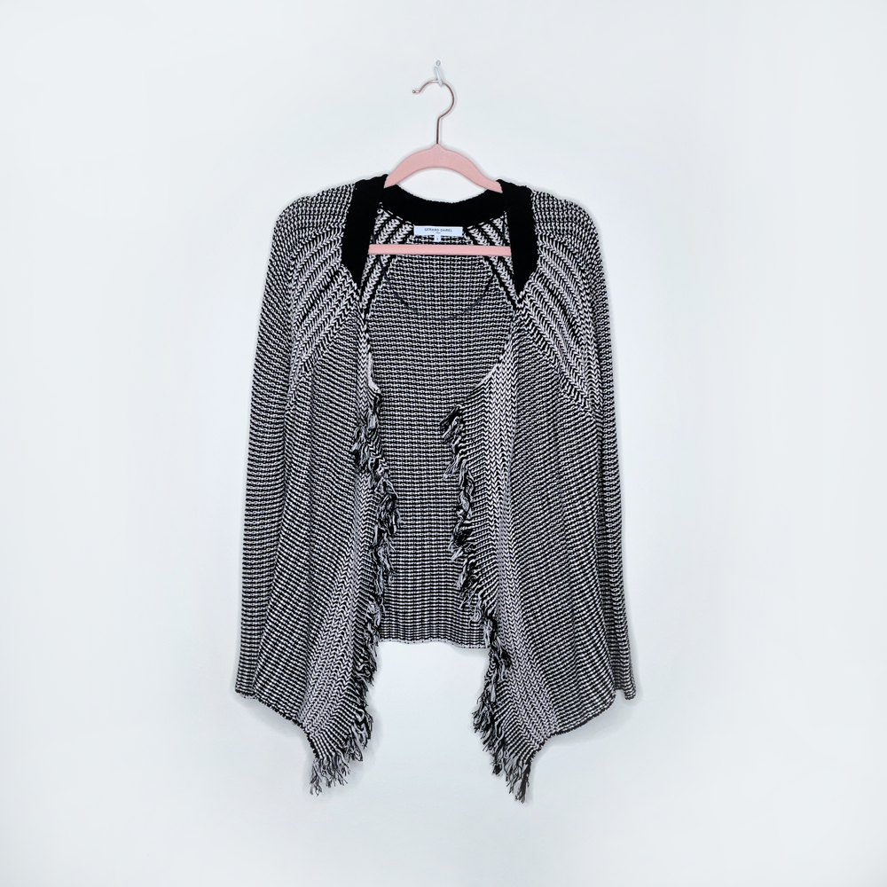 gerard darel open fringe cardigan sweater - size 3
