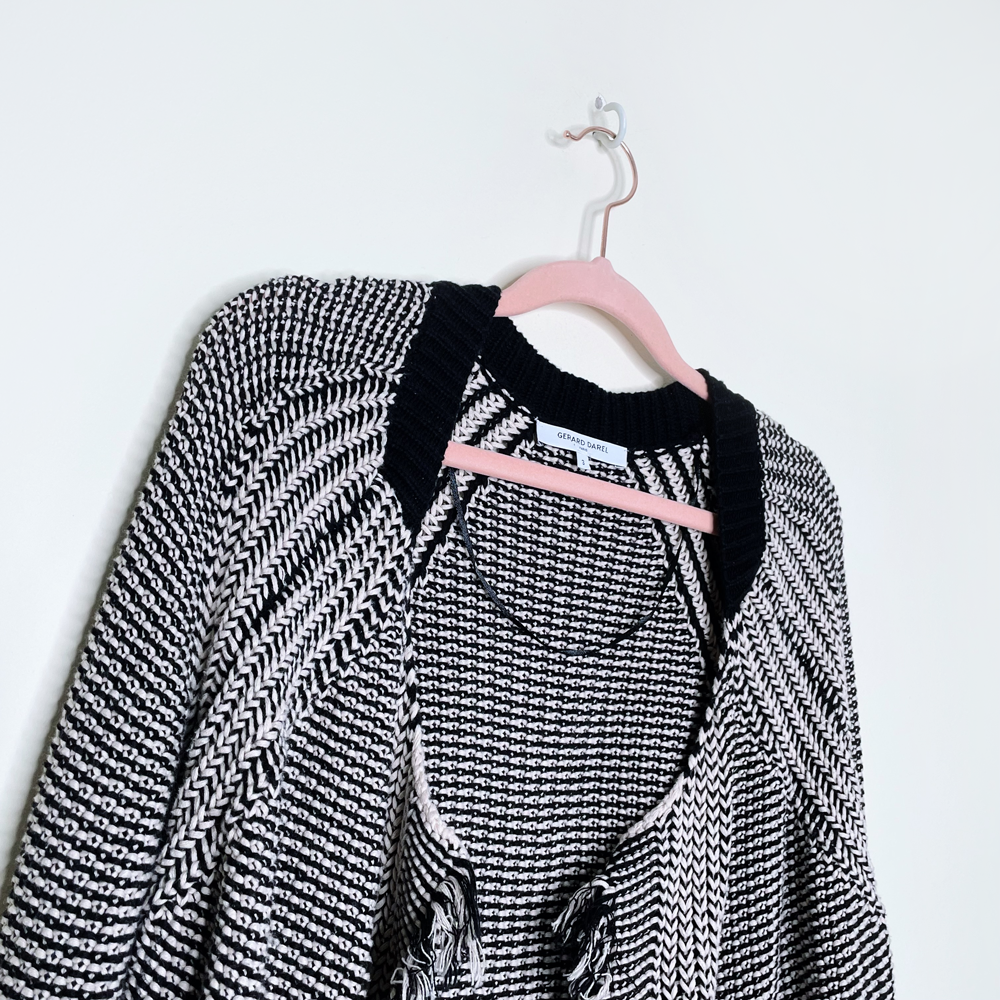 gerard darel open fringe cardigan sweater - size 3