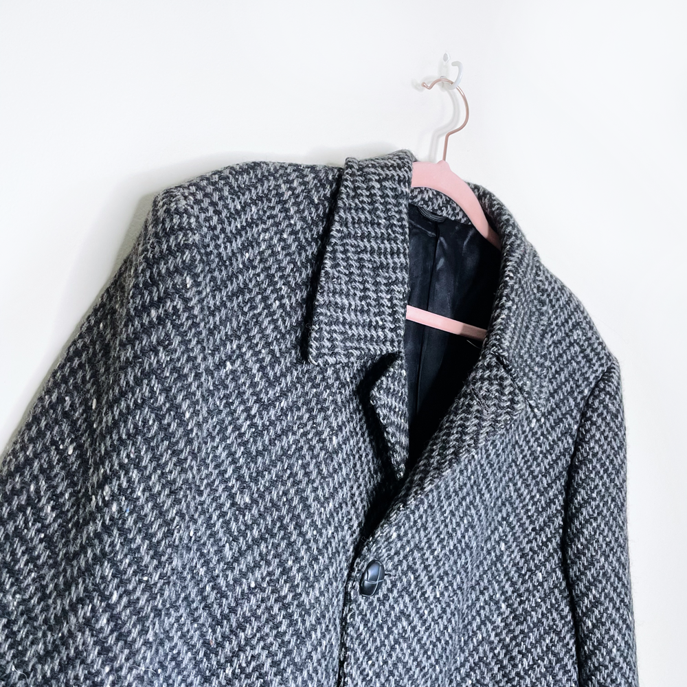 vintage givenchy monsieur tweed belted wool overcoat - size 38 Reg