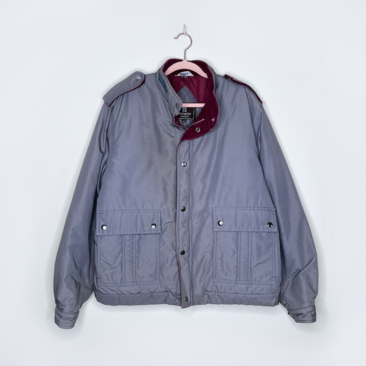 vintage givenchy monsieur grey bomber jacket with corduroy trim - size xl