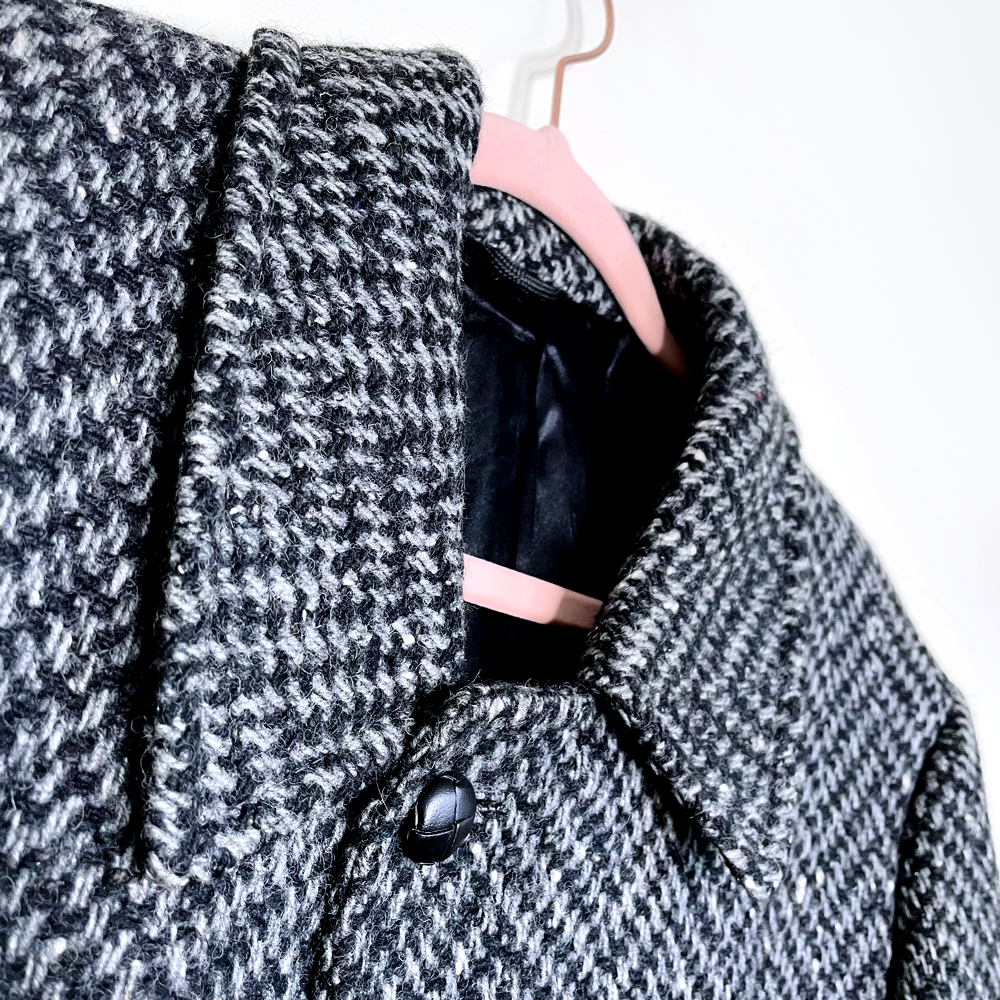 vintage givenchy monsieur tweed belted wool overcoat - size 38 Reg