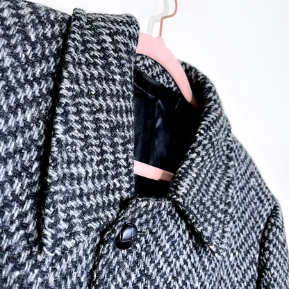 vintage givenchy monsieur tweed belted wool overcoat - size 38 Reg