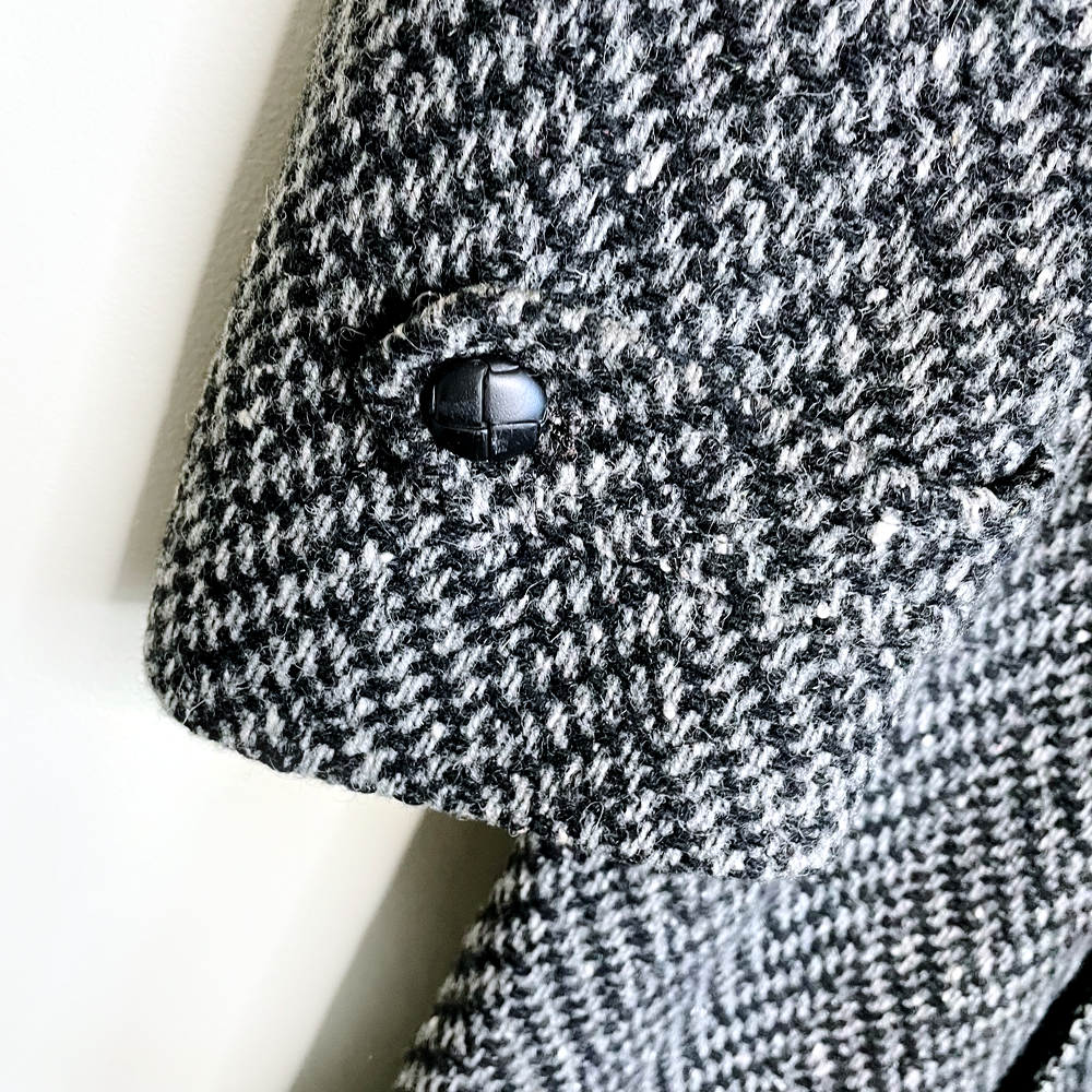 vintage givenchy monsieur tweed belted wool overcoat - size 38 Reg