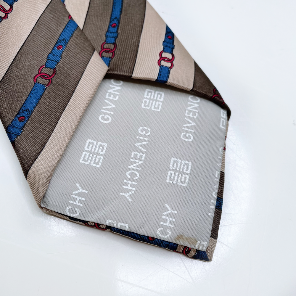vintage givenchy brown silk harness tie