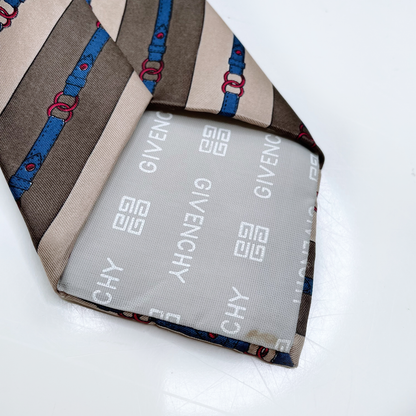 vintage givenchy brown silk harness tie
