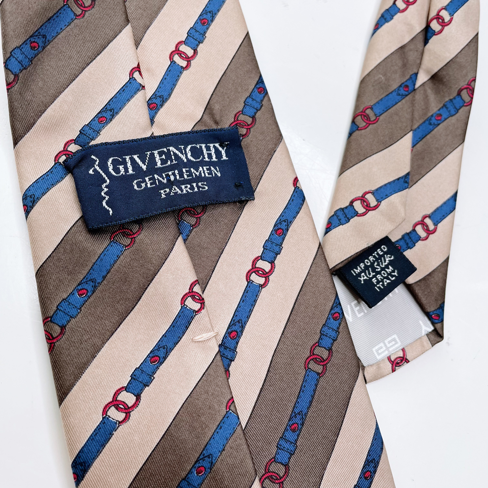 vintage givenchy brown silk harness tie