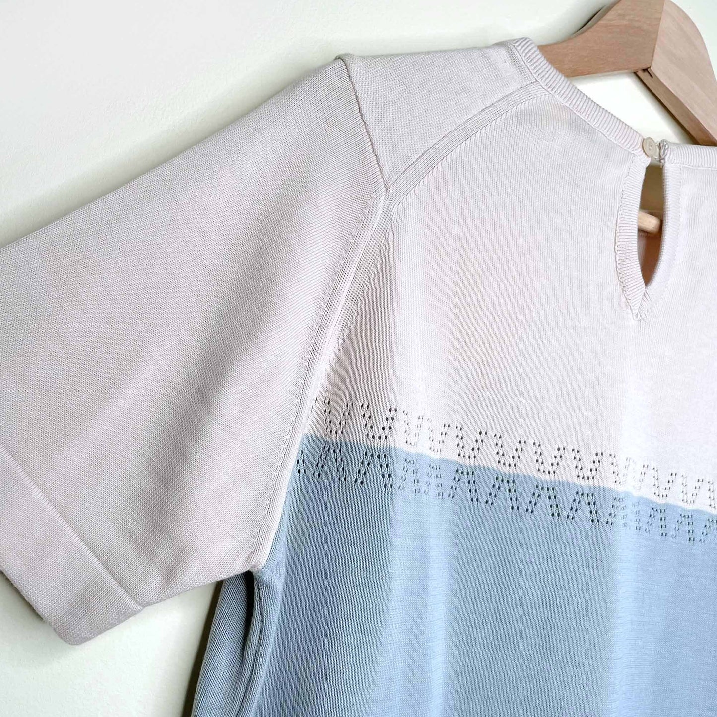 givenchy sport two-tone pointelle short sleeve knit - size 42