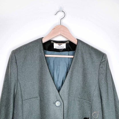 vintage selection de givenchy wool blazer with velvet trim - size 10W