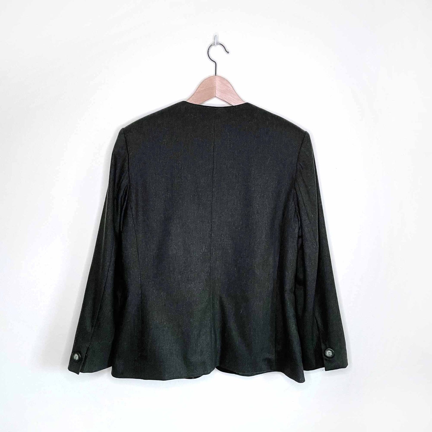 vintage selection de givenchy wool blazer with velvet trim - size 10W