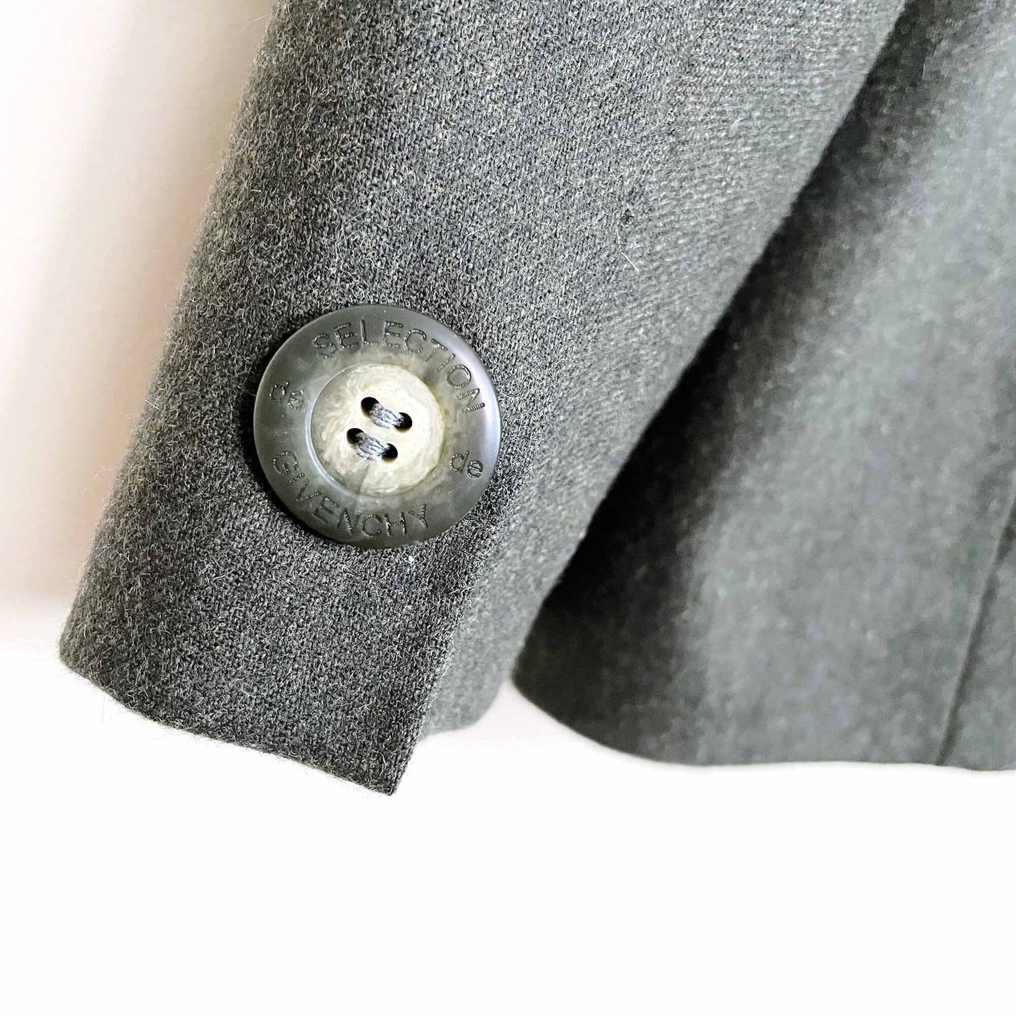 vintage selection de givenchy wool blazer with velvet trim - size 10W