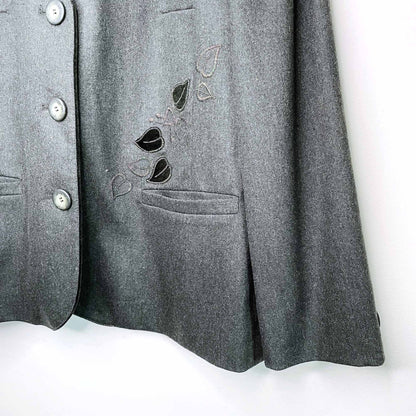 vintage selection de givenchy wool blazer with velvet trim - size 10W