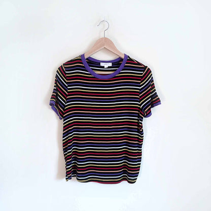 glitz multicolor stripe ringer tee - size large