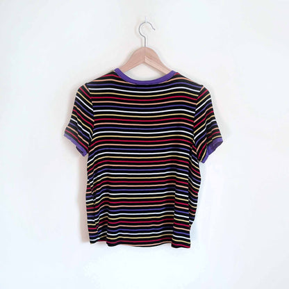 glitz multicolor stripe ringer tee - size large