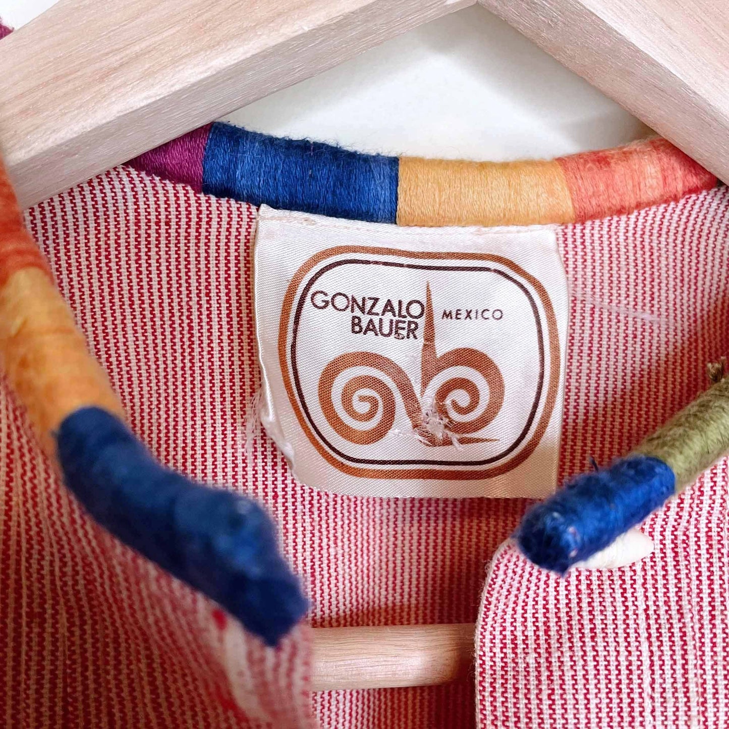 vintage 70's gonzalo bauer hand woven boho tassel shirt with balloon sleeves - size small