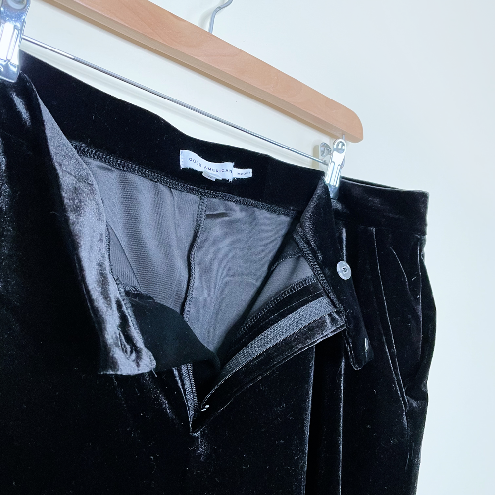 good american black velvet trouser pants - size 5