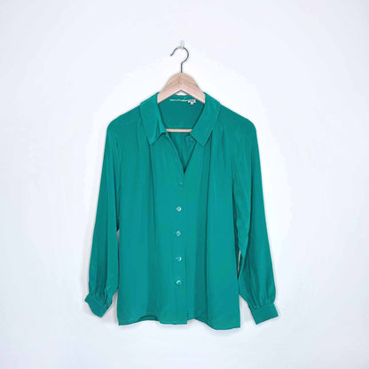 Vintage emerald green 100% silk blouse - size Medium