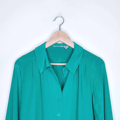 Vintage emerald green 100% silk blouse - size Medium
